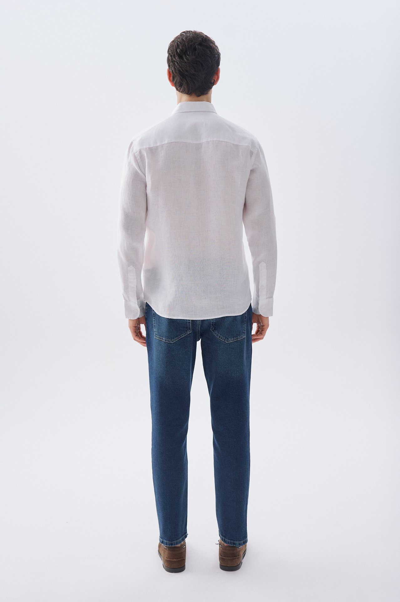 SLIM FIT UZUN KOLLU KETEN GÖMLEK