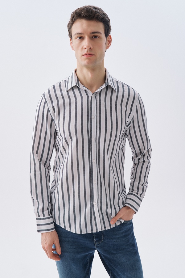 ÇİZGİLİ REGULAR FIT UZUN KOLLU GÖMLEK