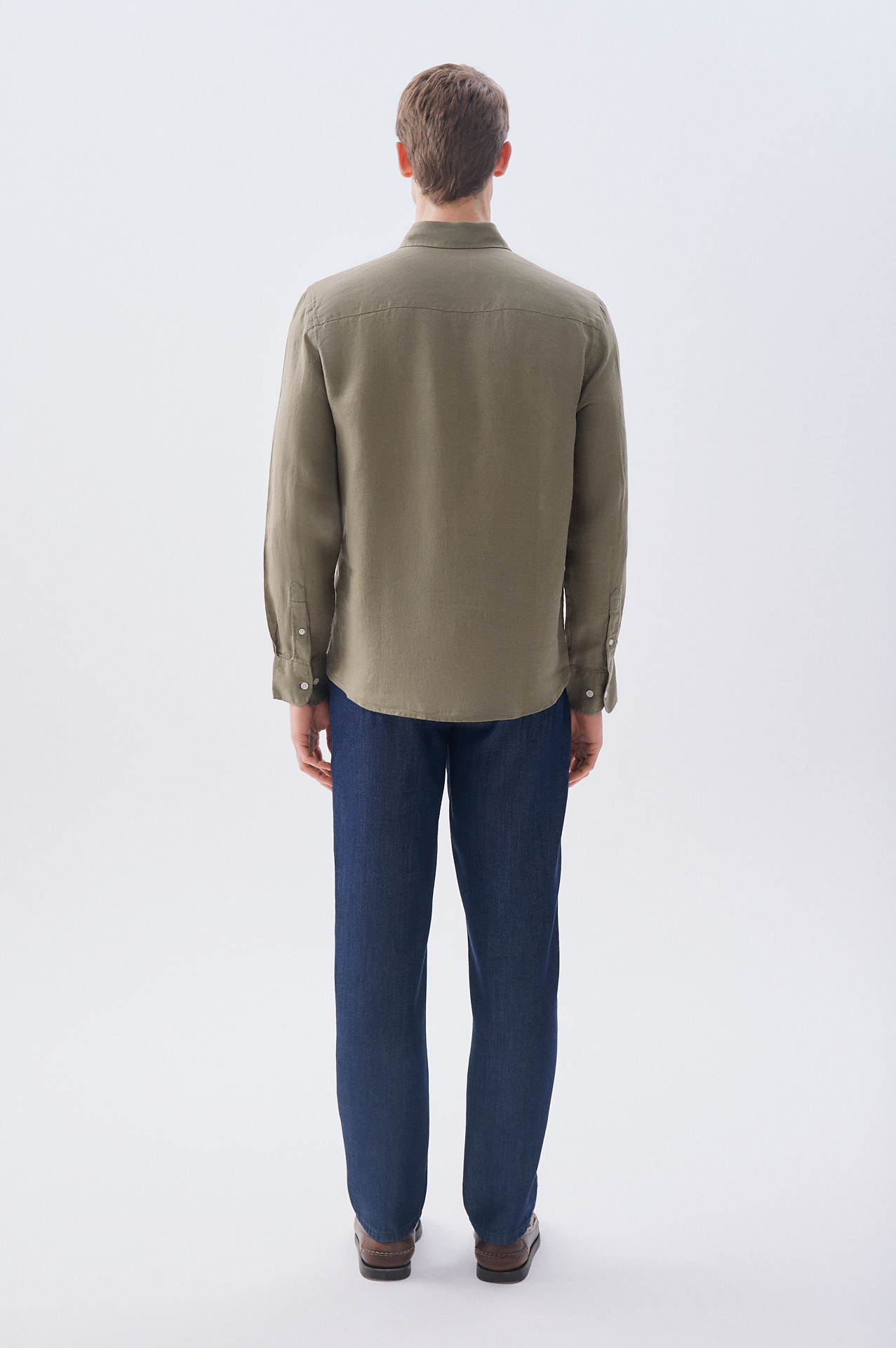 REGULAR FIT UZUN KOLLU KETEN GÖMLEK