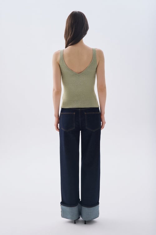 SİMLİ V YAKA KOLSUZ TRİKO KAZAK