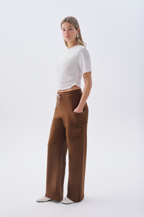 STRAIGHT FIT BELİ BAĞLAMALI CEPLİ PANTOLON