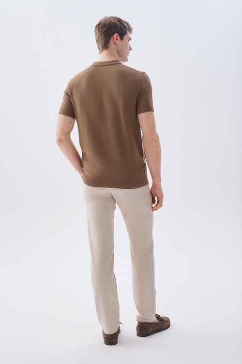 TEKSTÜRLÜ SLIM STRAIGHT FIT PANTOLON