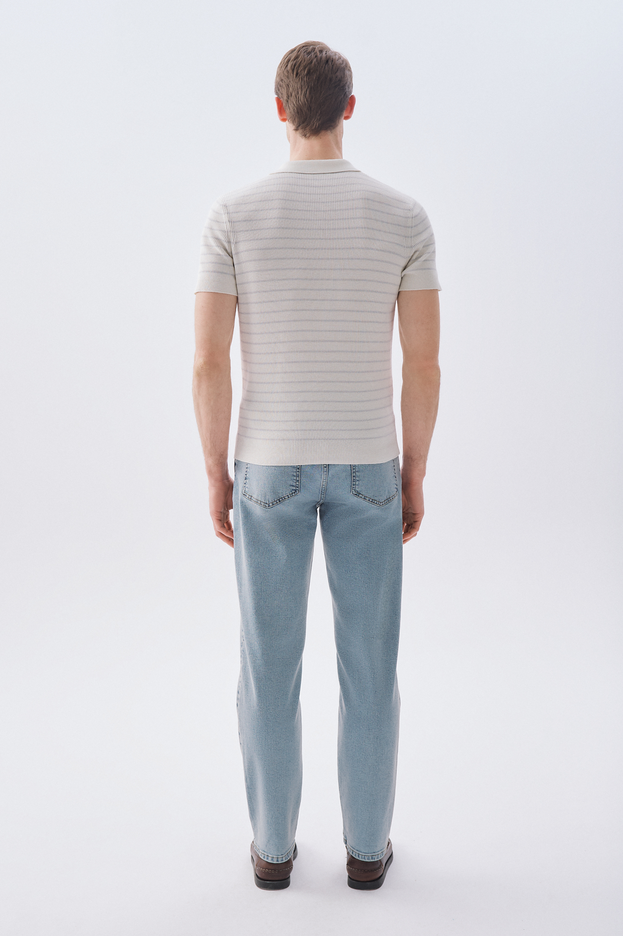 ÇİZGİLİ POLO YAKA KISA KOLLU TRİKO KAZAK