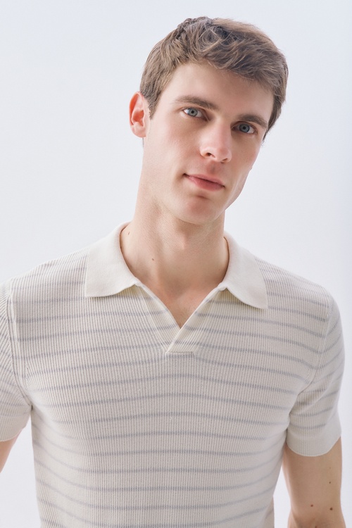 ÇİZGİLİ POLO YAKA KISA KOLLU TRİKO KAZAK