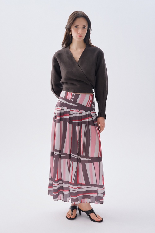 KETEN KARIŞIMLI ANVELOP BAĞLAMALI BLUZ