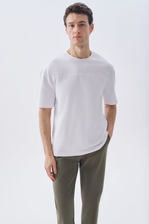 OVERSIZE BİSİKLET YAKA T-SHIRT