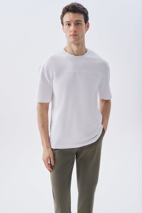 OVERSIZE BİSİKLET YAKA T-SHIRT