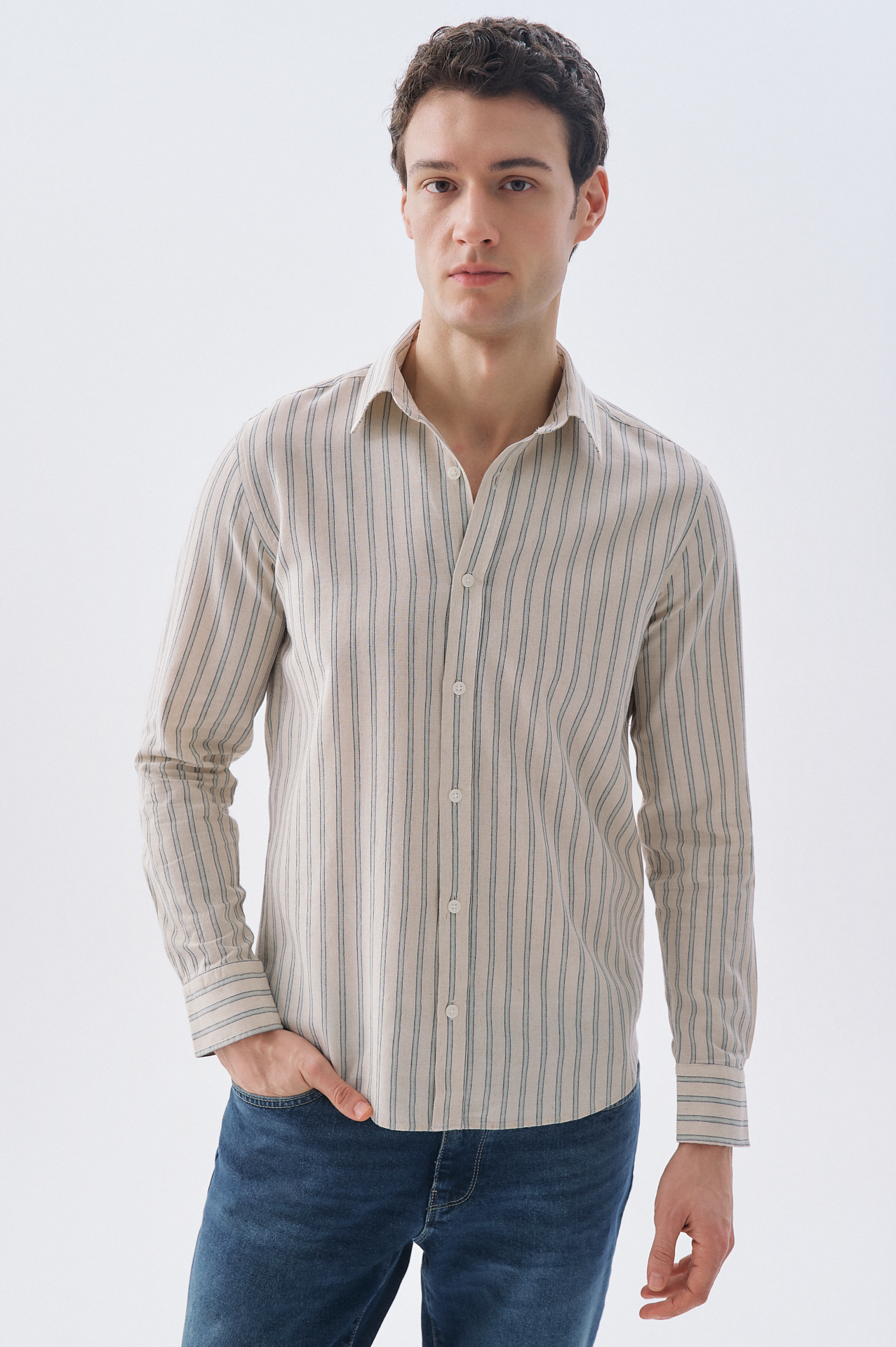 ÇİZGİLİ REGULAR FIT UZUN KOLLU GÖMLEK