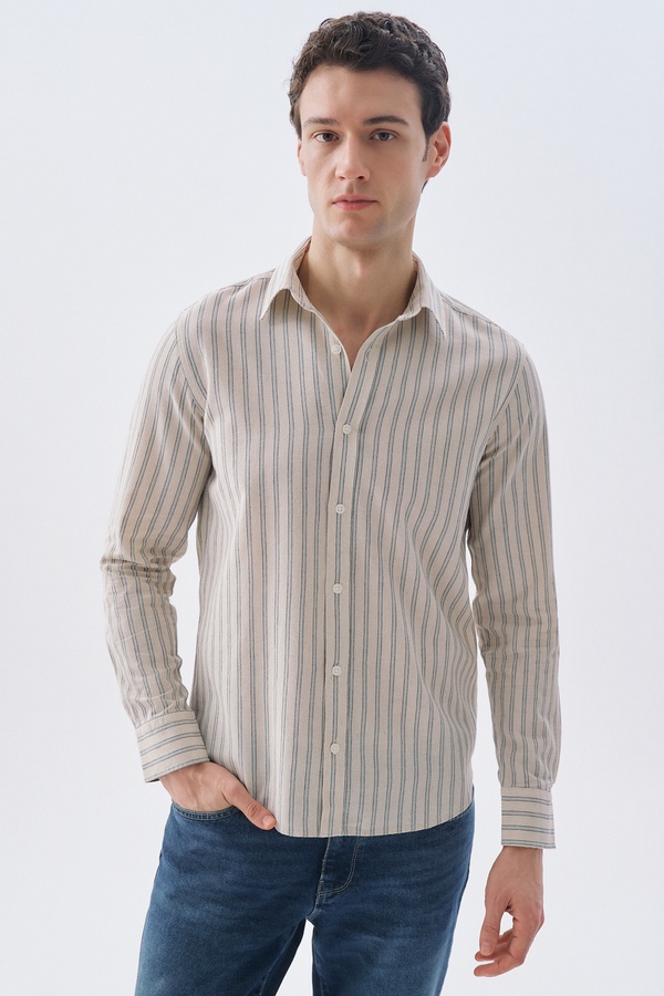 ÇİZGİLİ REGULAR FIT UZUN KOLLU GÖMLEK