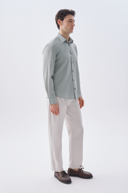 ARMÜRLÜ REGULAR FIT UZUN KOLLU GÖMLEK