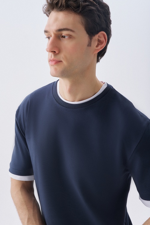 COMFORT FIT BİSİKLET YAKA T-SHIRT