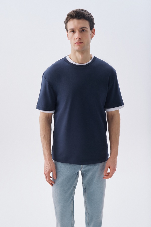 COMFORT FIT BİSİKLET YAKA T-SHIRT