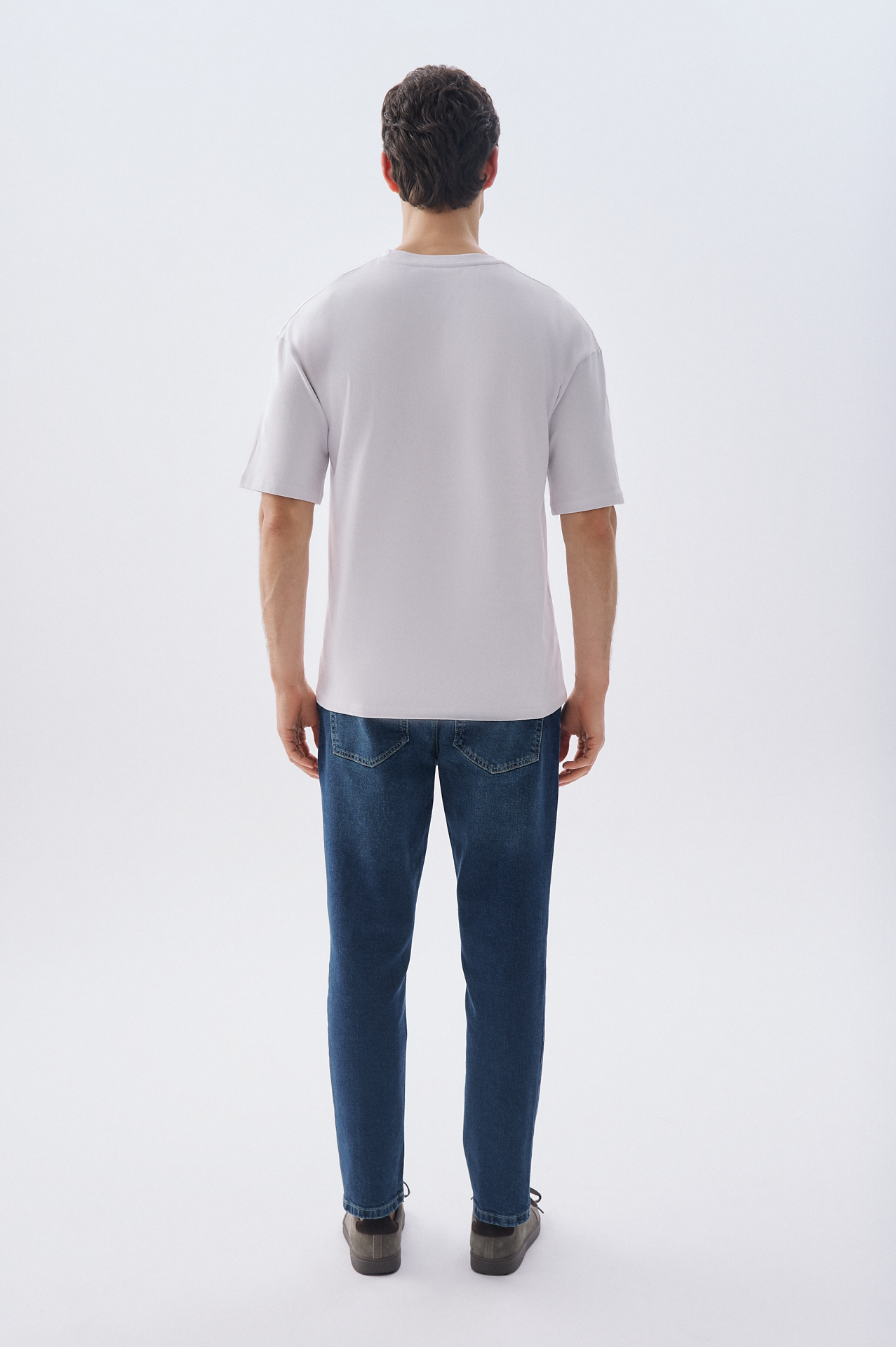 BASKILI OVERSIZE BİSİKLET YAKA T-SHIRT