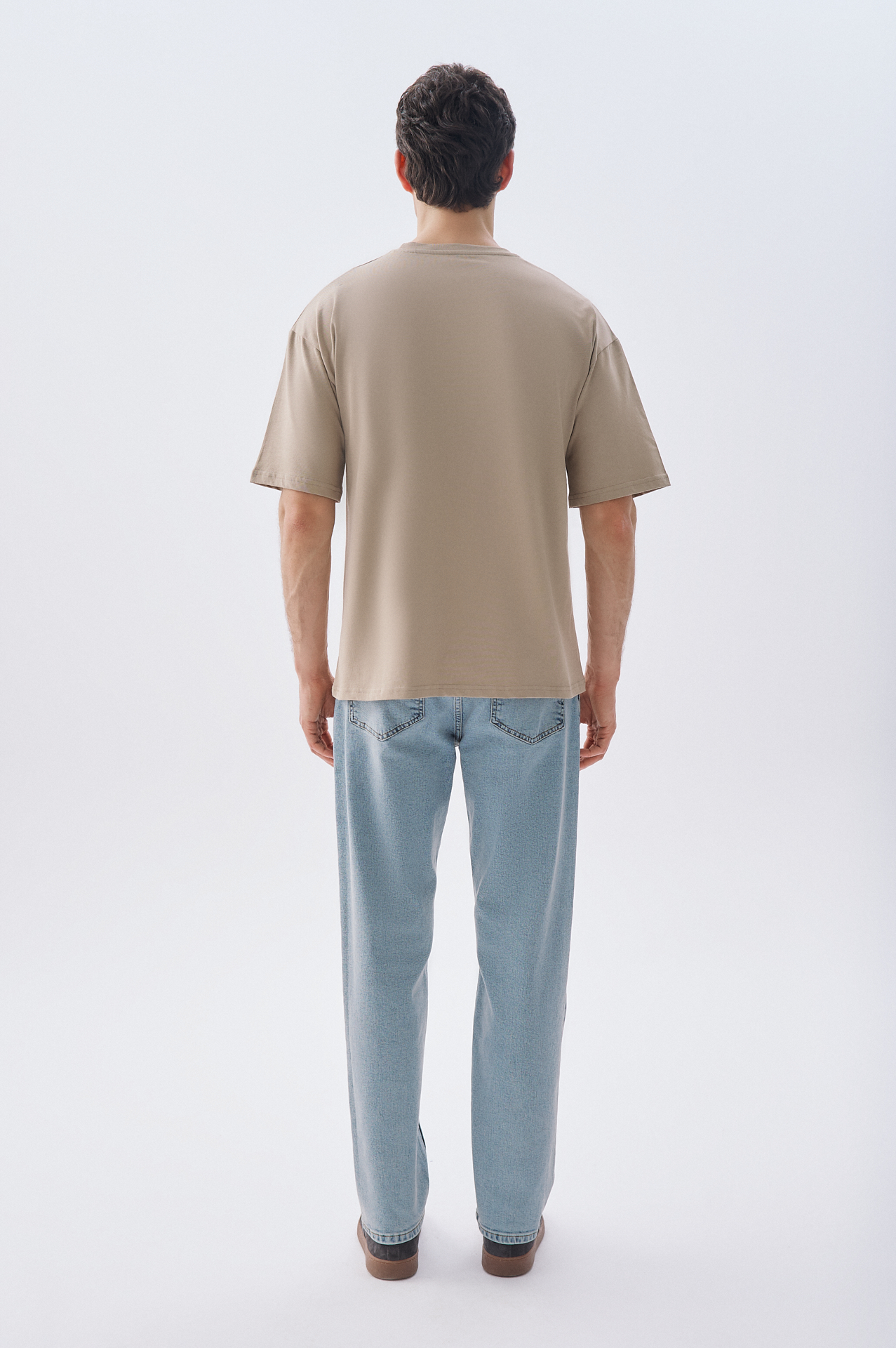 BASKILI OVERSIZE BİSİKLET YAKA T-SHIRT