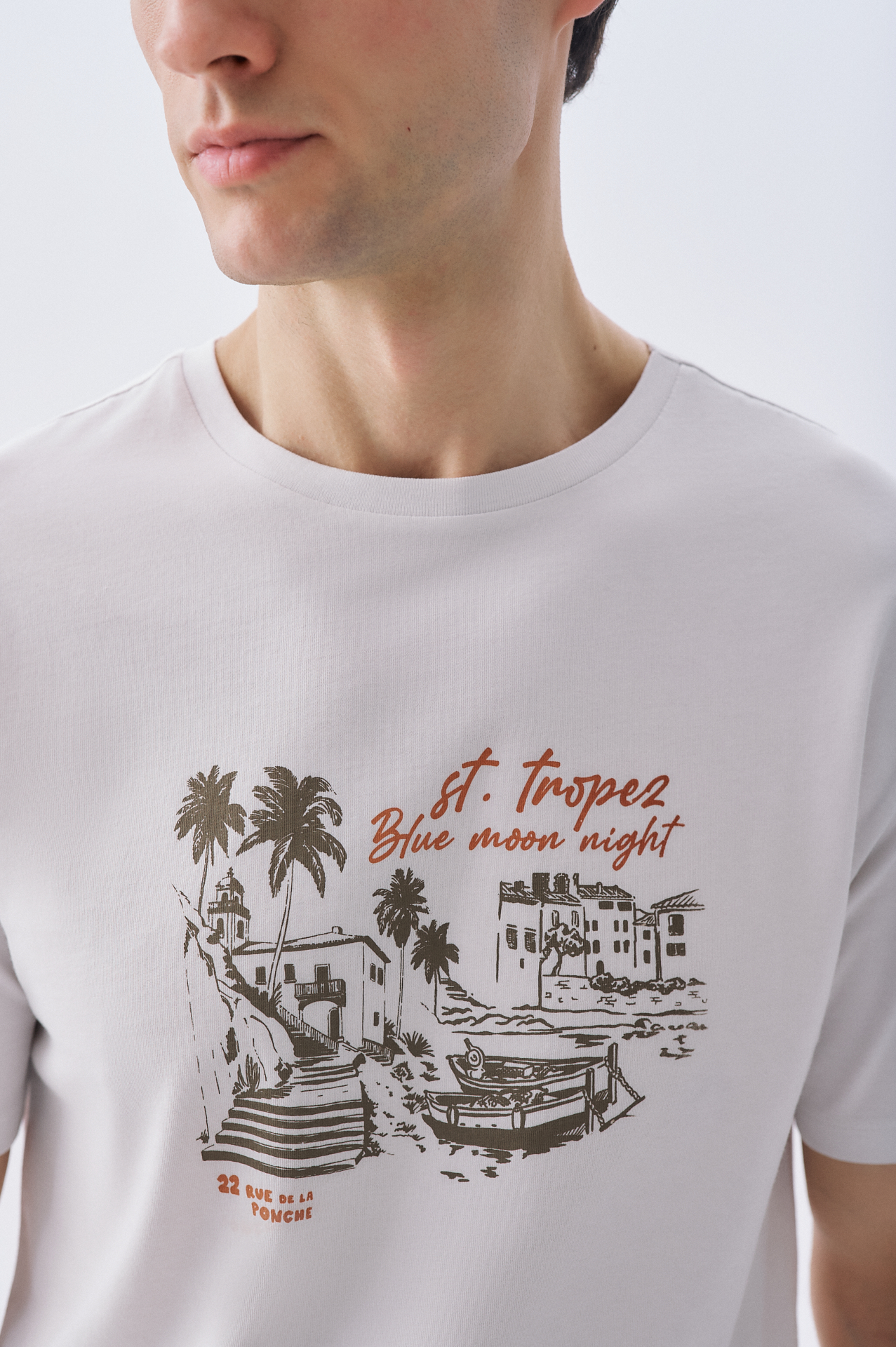 BASKILI BİSİKLET YAKA T-SHIRT