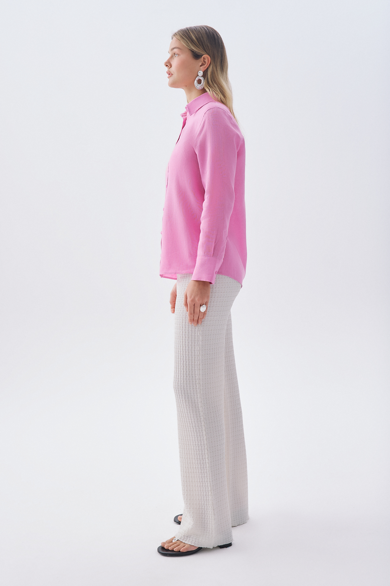 UZUN KOLLU KETEN GÖMLEK