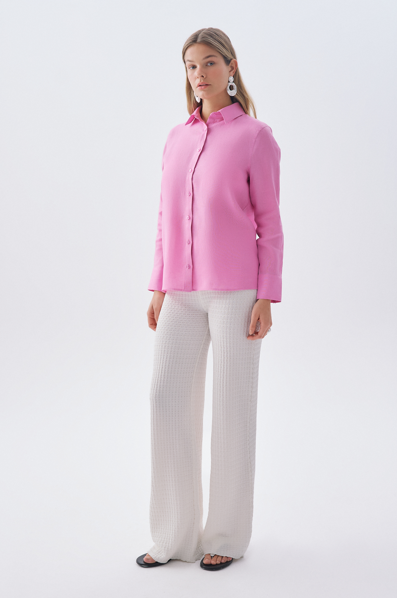 UZUN KOLLU KETEN GÖMLEK