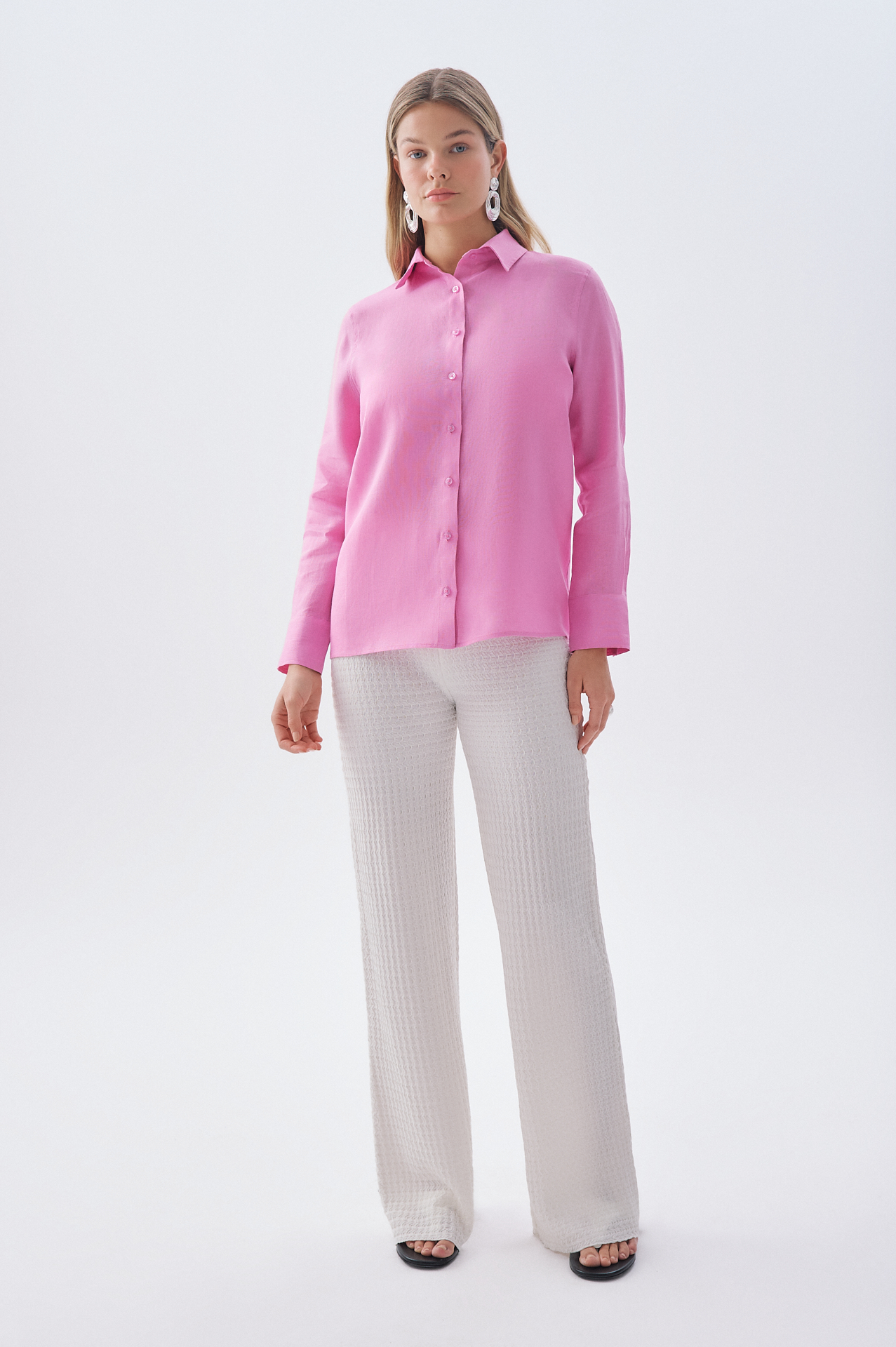 UZUN KOLLU KETEN GÖMLEK