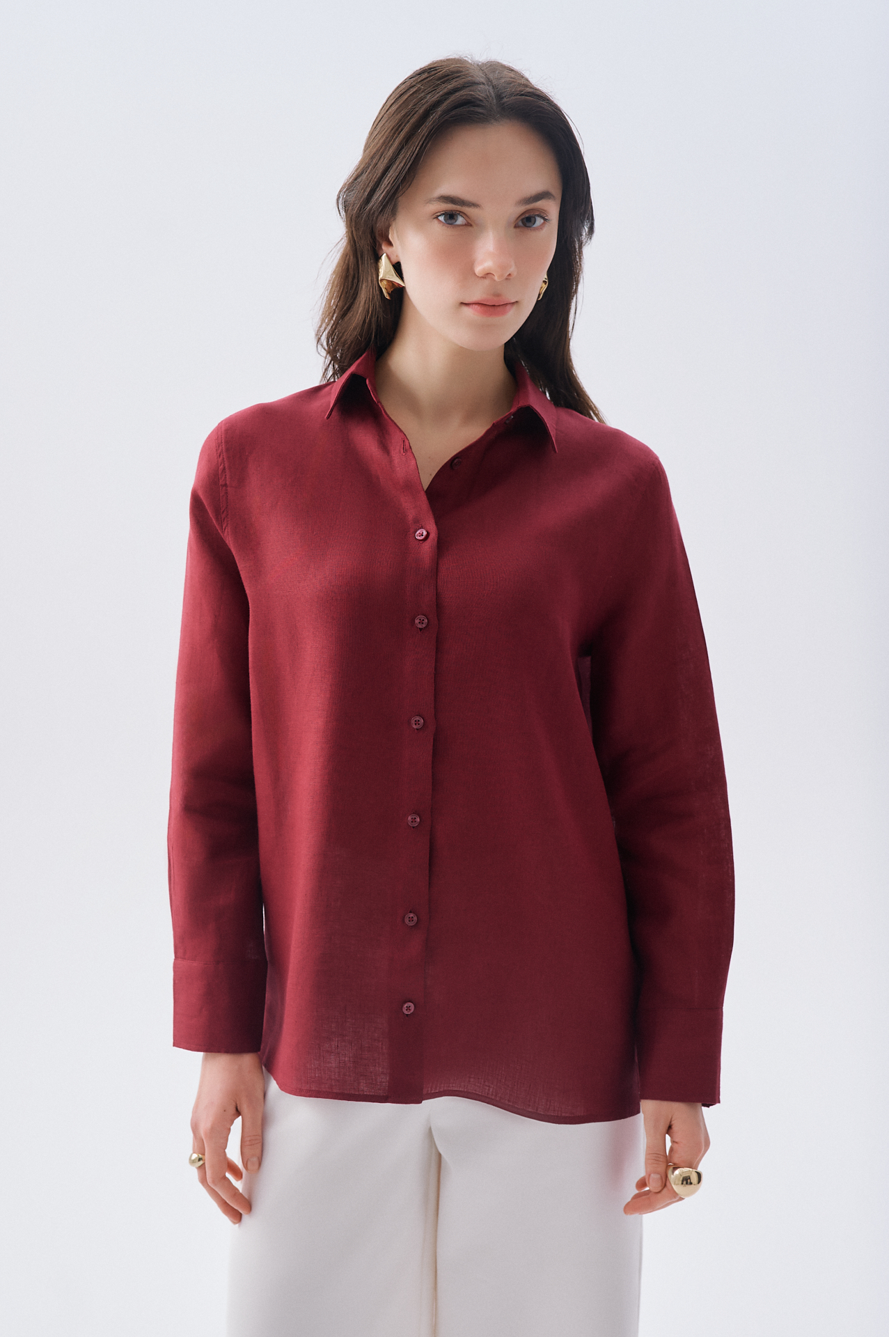 UZUN KOLLU KETEN GÖMLEK