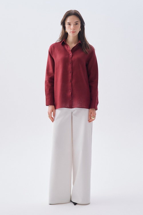 UZUN KOLLU KETEN GÖMLEK