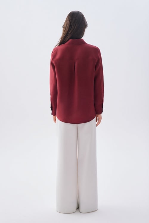 UZUN KOLLU KETEN GÖMLEK