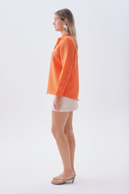 UZUN KOLLU KETEN GÖMLEK