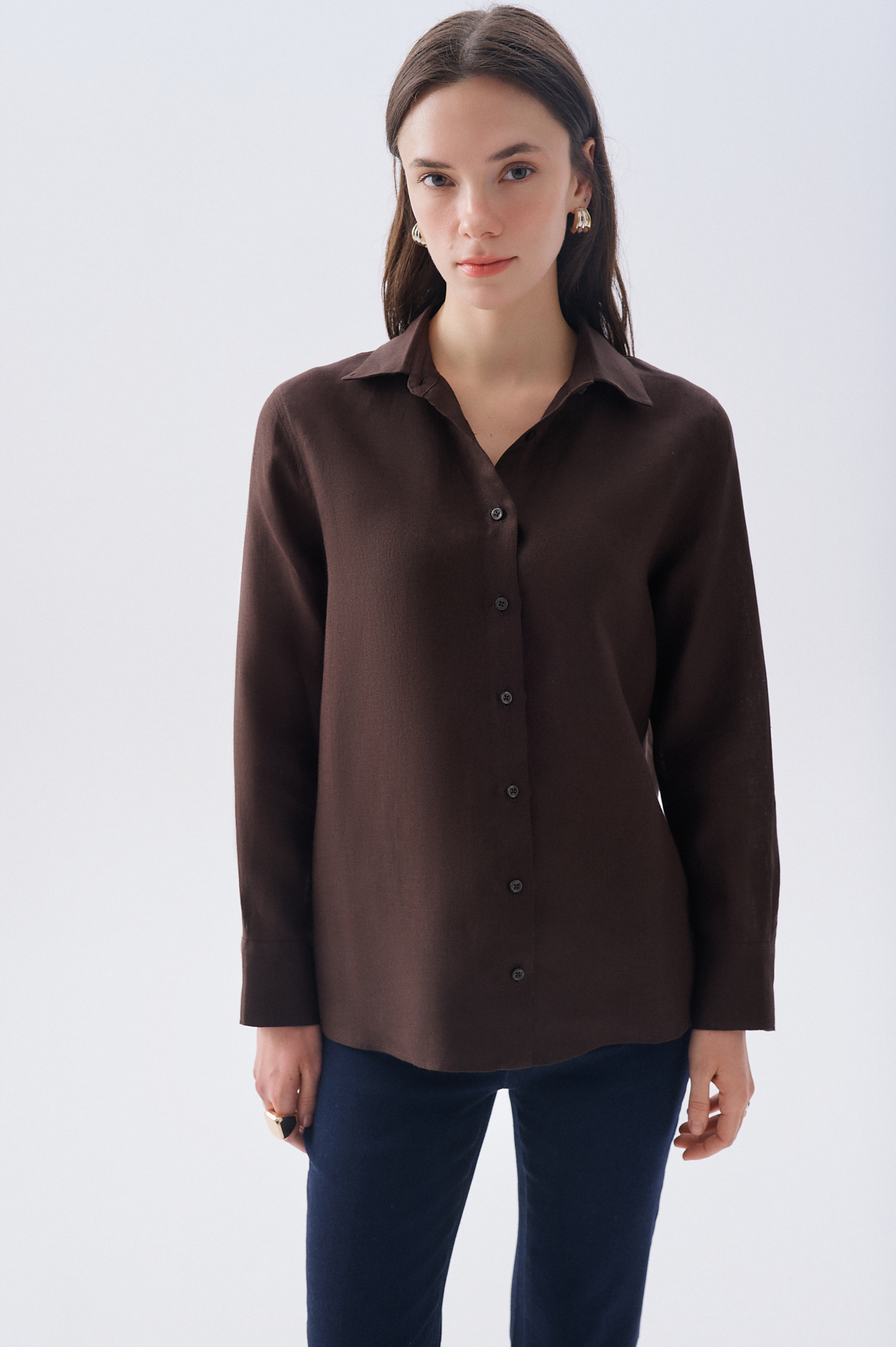 UZUN KOLLU KETEN GÖMLEK