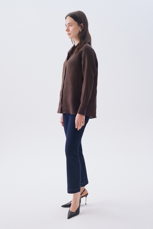 UZUN KOLLU KETEN GÖMLEK