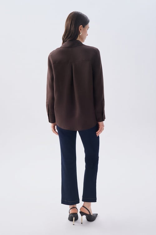 UZUN KOLLU KETEN GÖMLEK