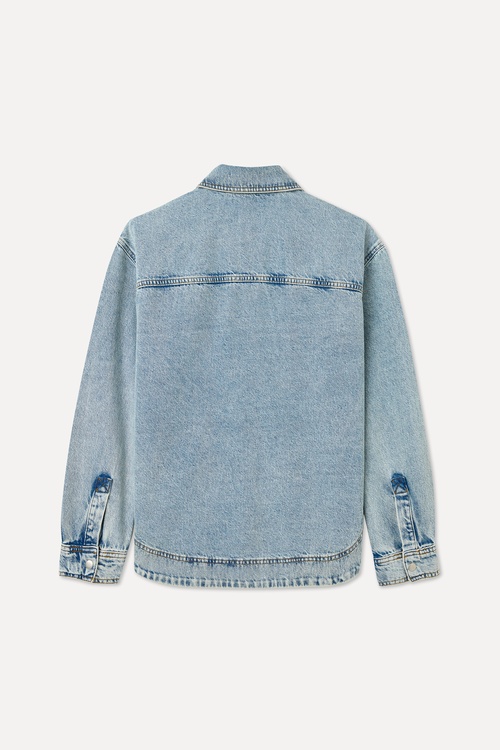  Kadın İndigo Cepli Oversize Jean Ceket