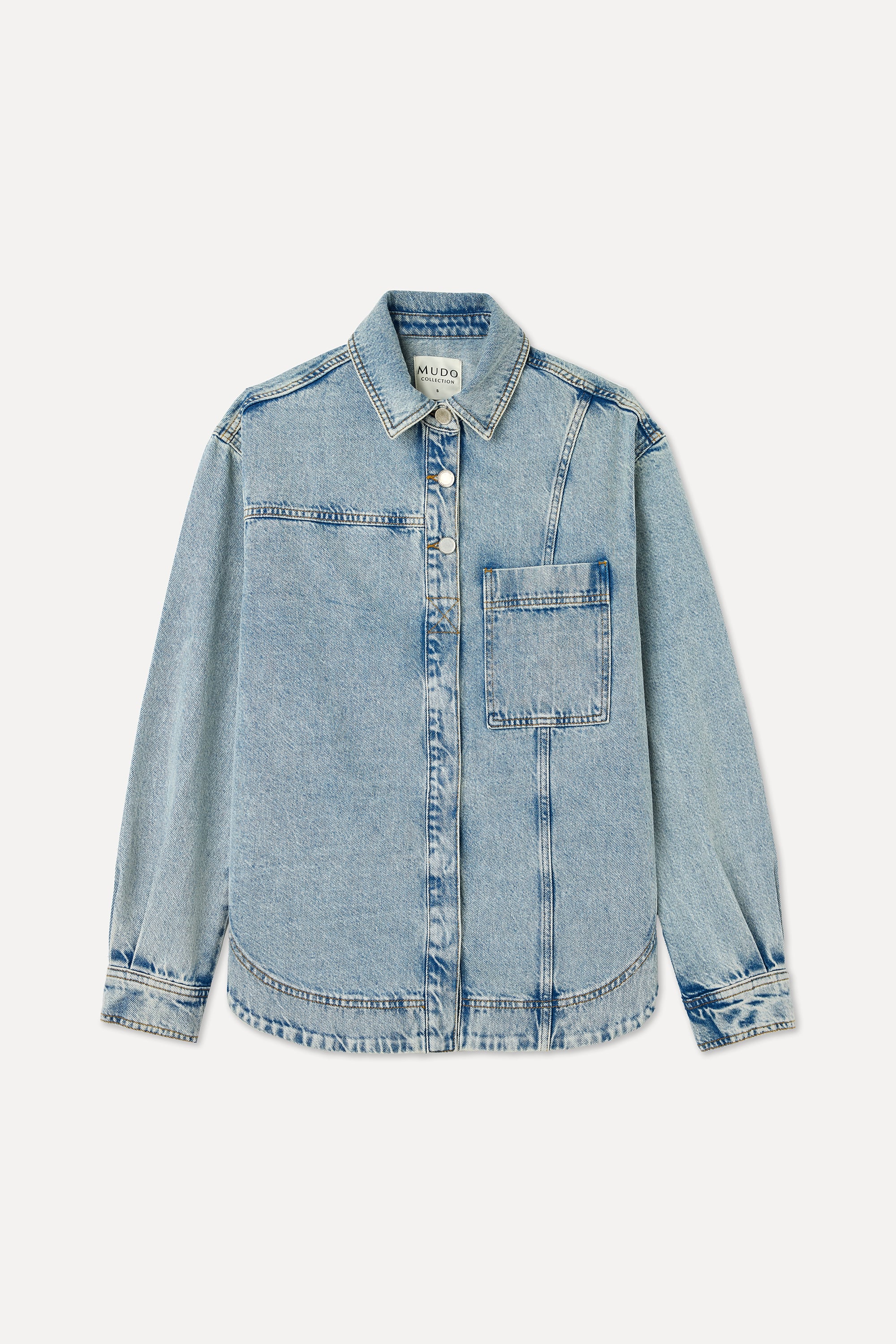 Kadın İndigo Cepli Oversize Jean Ceket