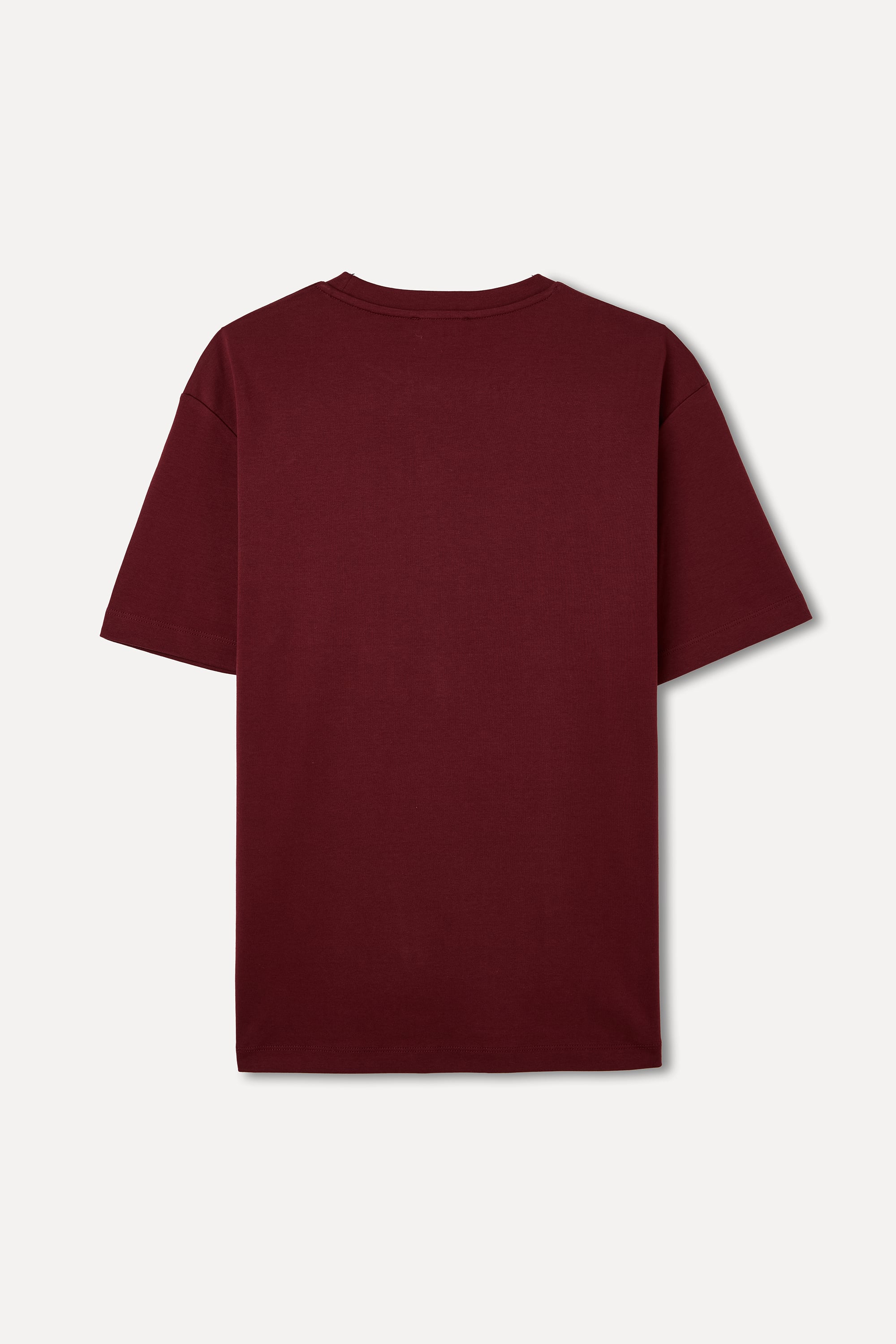 Erkek Bordo Loose Fit Bisiklet Yaka T-Shirt