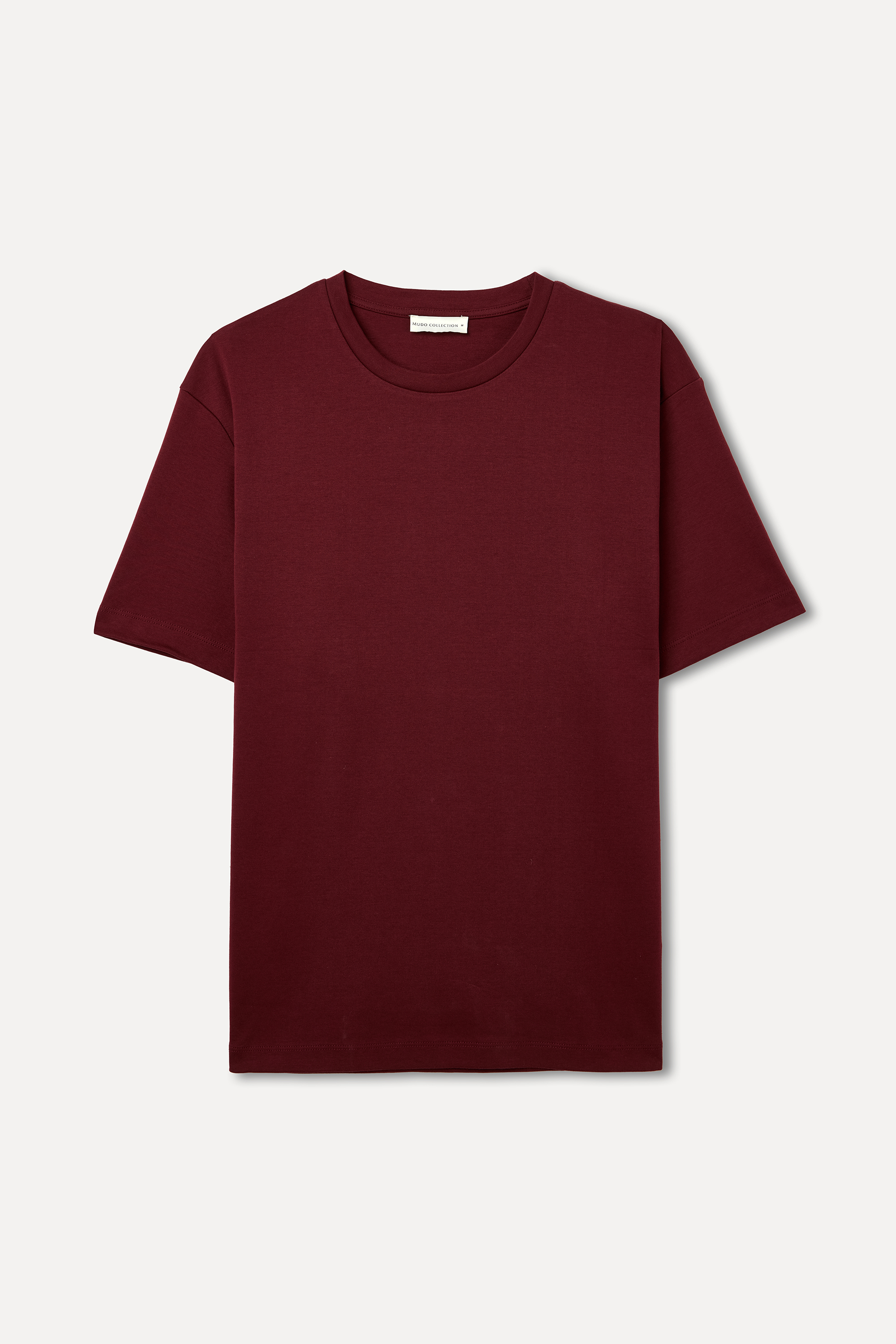 Erkek Bordo Loose Fit Bisiklet Yaka T-Shirt