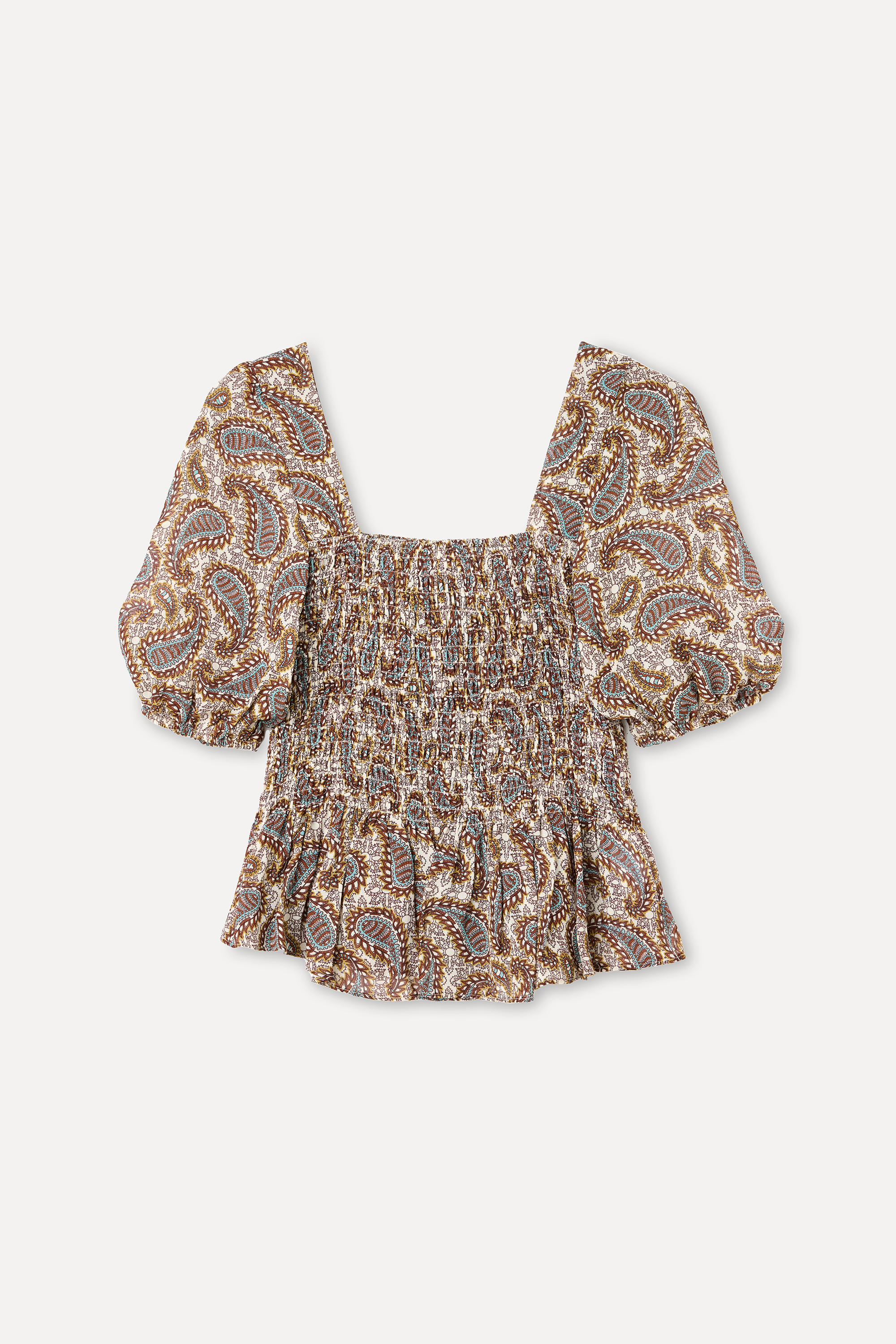 DESENLİ GİPELİ BALON KOL BLUZ