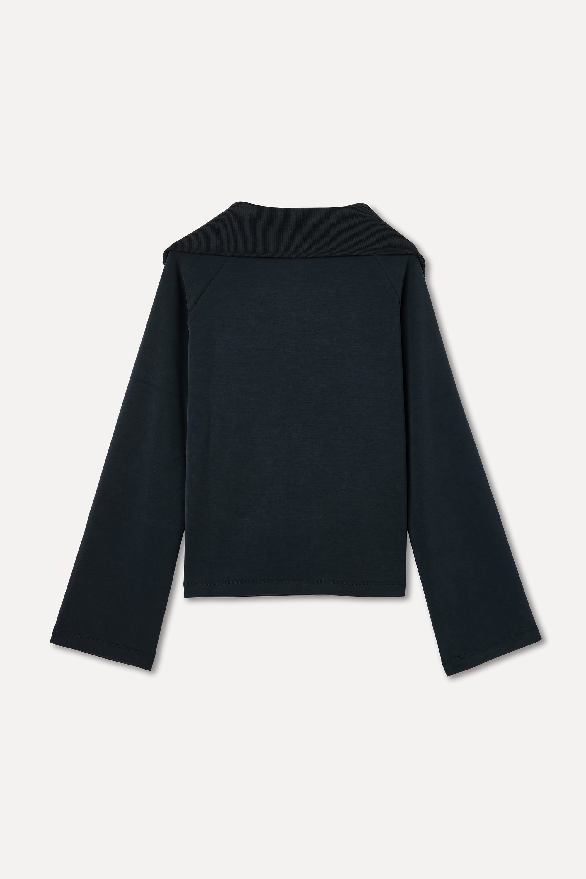 Kadın Siyah Modal Karışımlı Fermuarlı Polo Yaka Sweatshirt