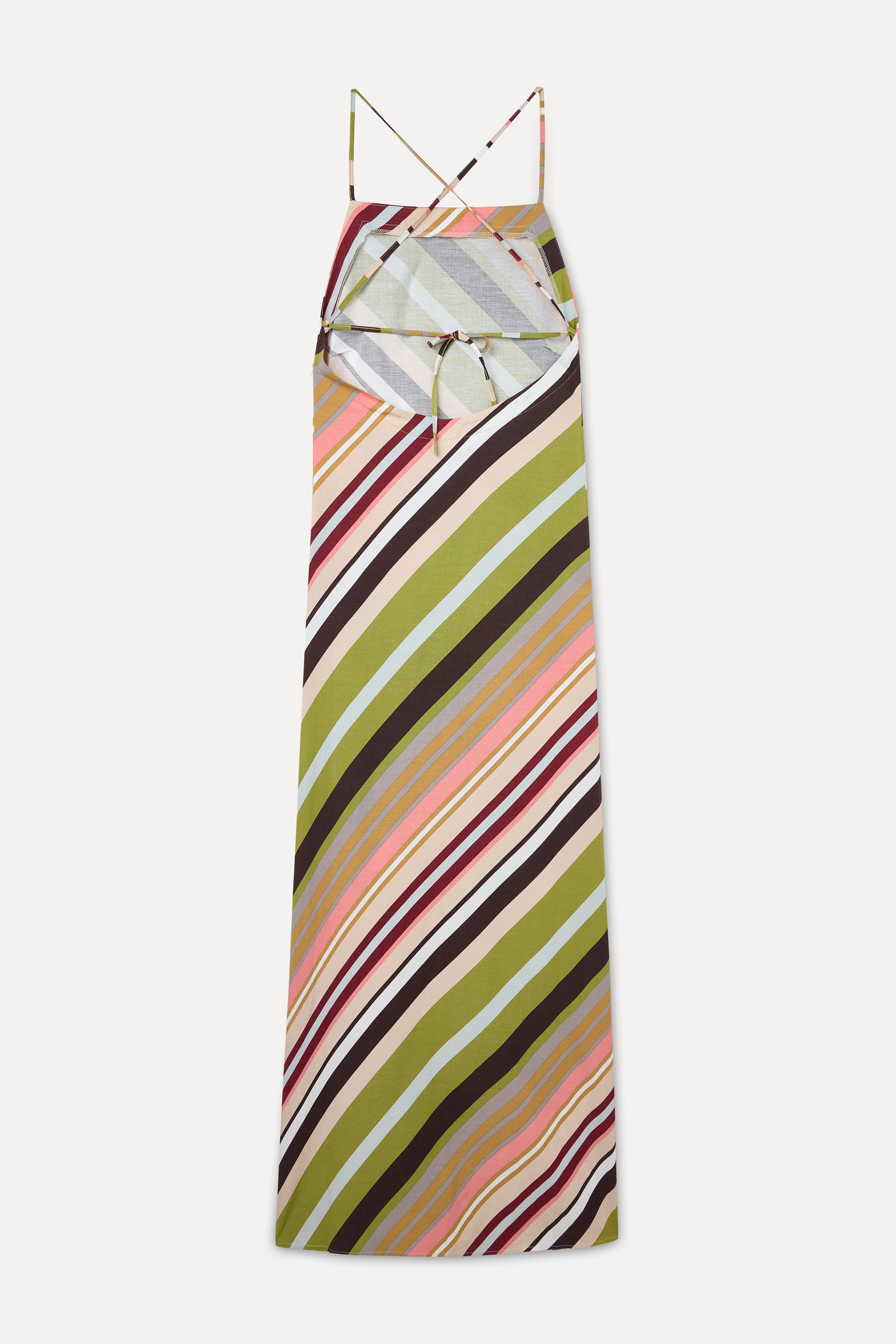 DESENLİ SIRT DETAYLI KOLSUZ MİDİ ELBİSE