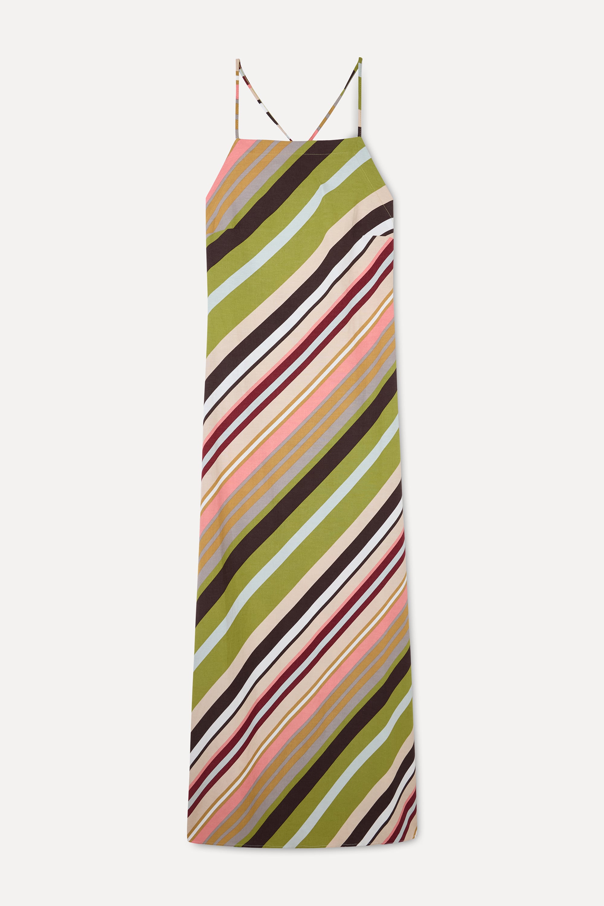 DESENLİ SIRT DETAYLI KOLSUZ MİDİ ELBİSE