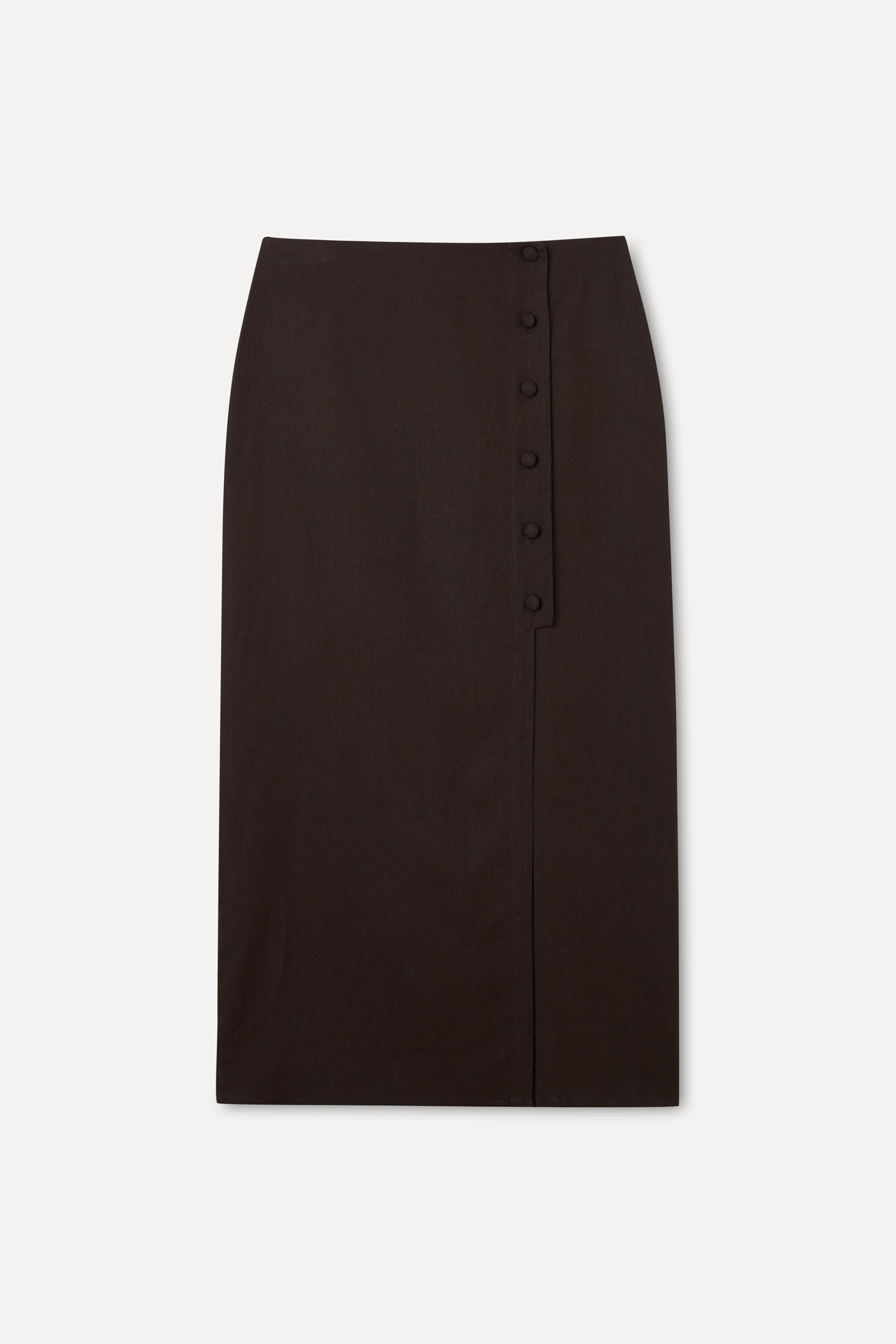 DÜĞME DETAYLI MİDİ KETEN ETEK