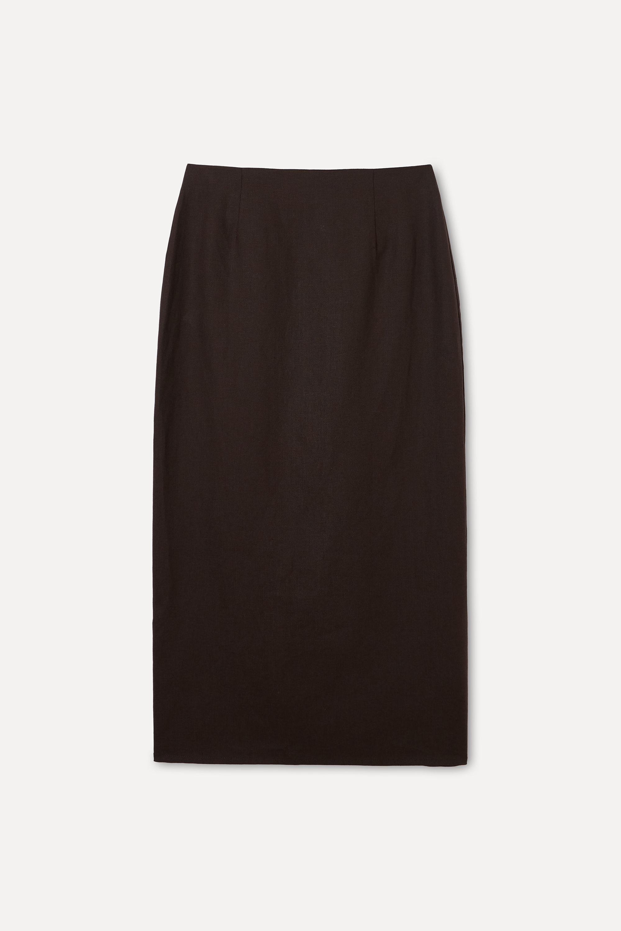 DÜĞME DETAYLI MİDİ KETEN ETEK