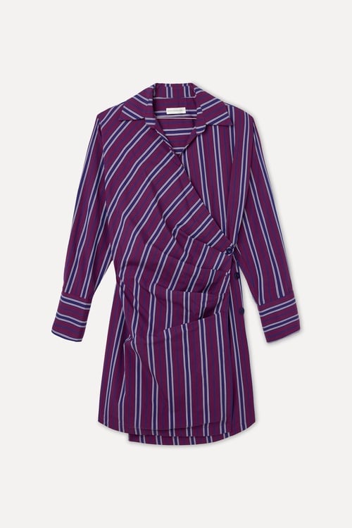 ÇİZGİLİ MİNİ GÖMLEK ELBİSE