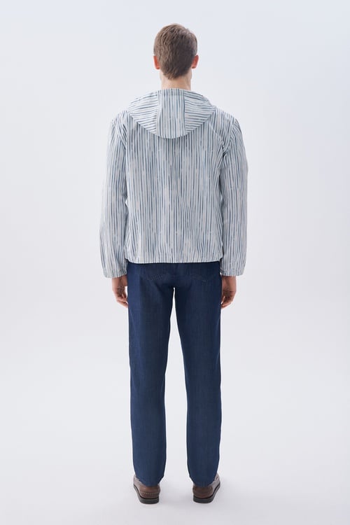 ÇİZGİLİ FERMUARLI KAPÜŞONLU CEKET