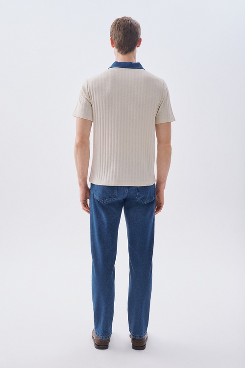 POLO YAKA TEKSTÜRLÜ T-SHIRT