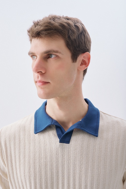 POLO YAKA TEKSTÜRLÜ T-SHIRT