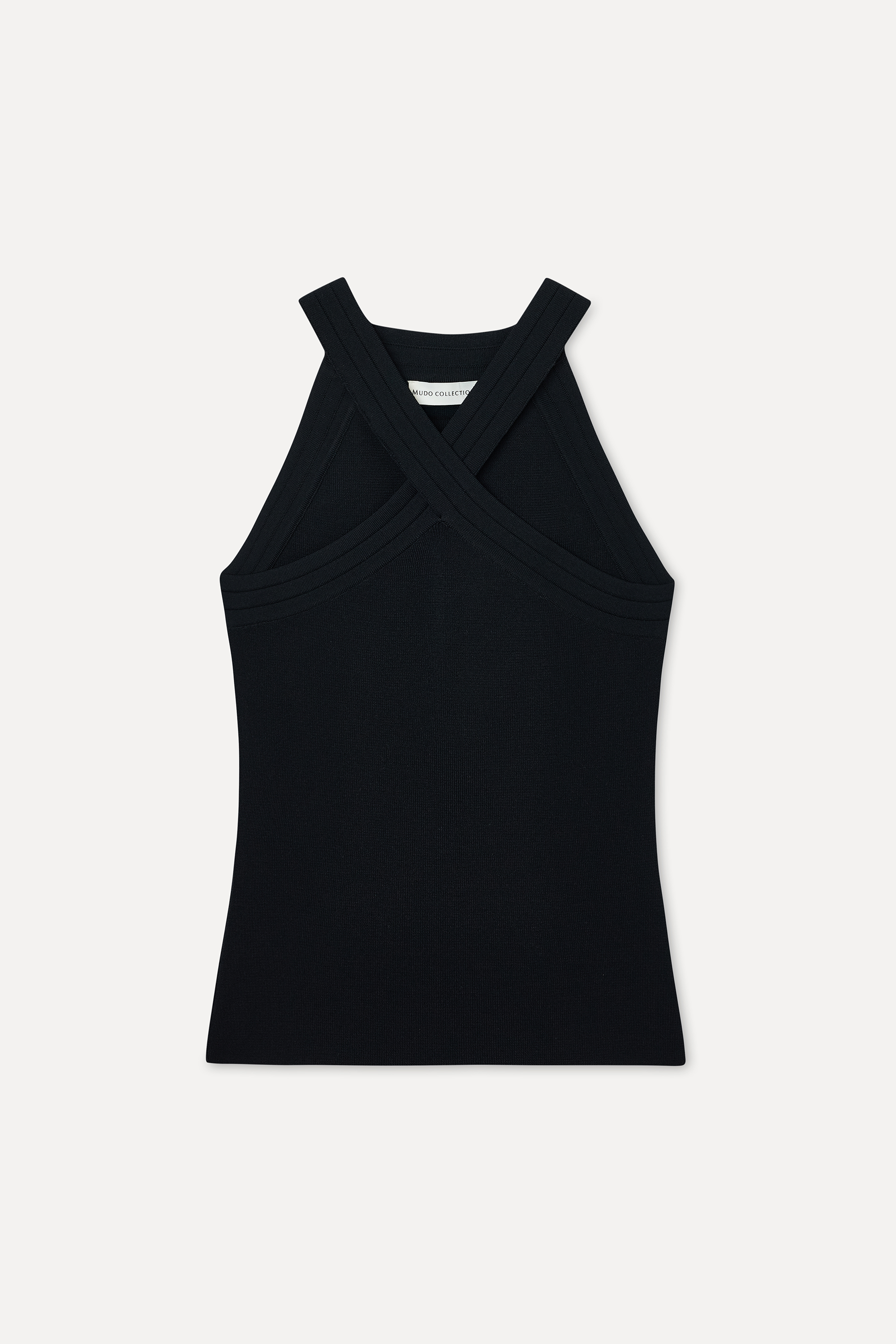 Kadın Siyah Fitted Kolsuz Çapraz Yaka Triko Bluz