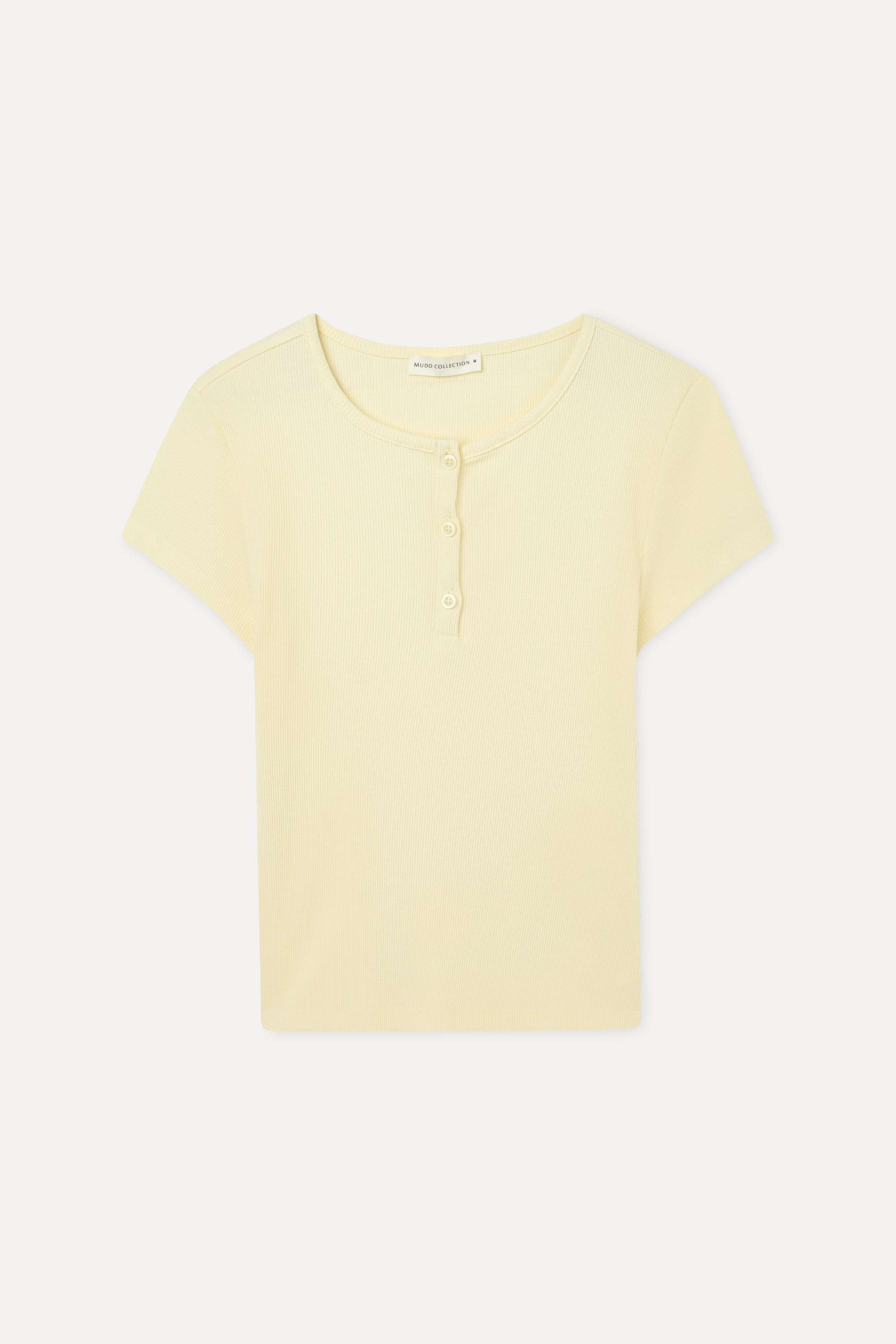 Kadın Sarı Düğmeli Bisiklet Yaka T-Shirt