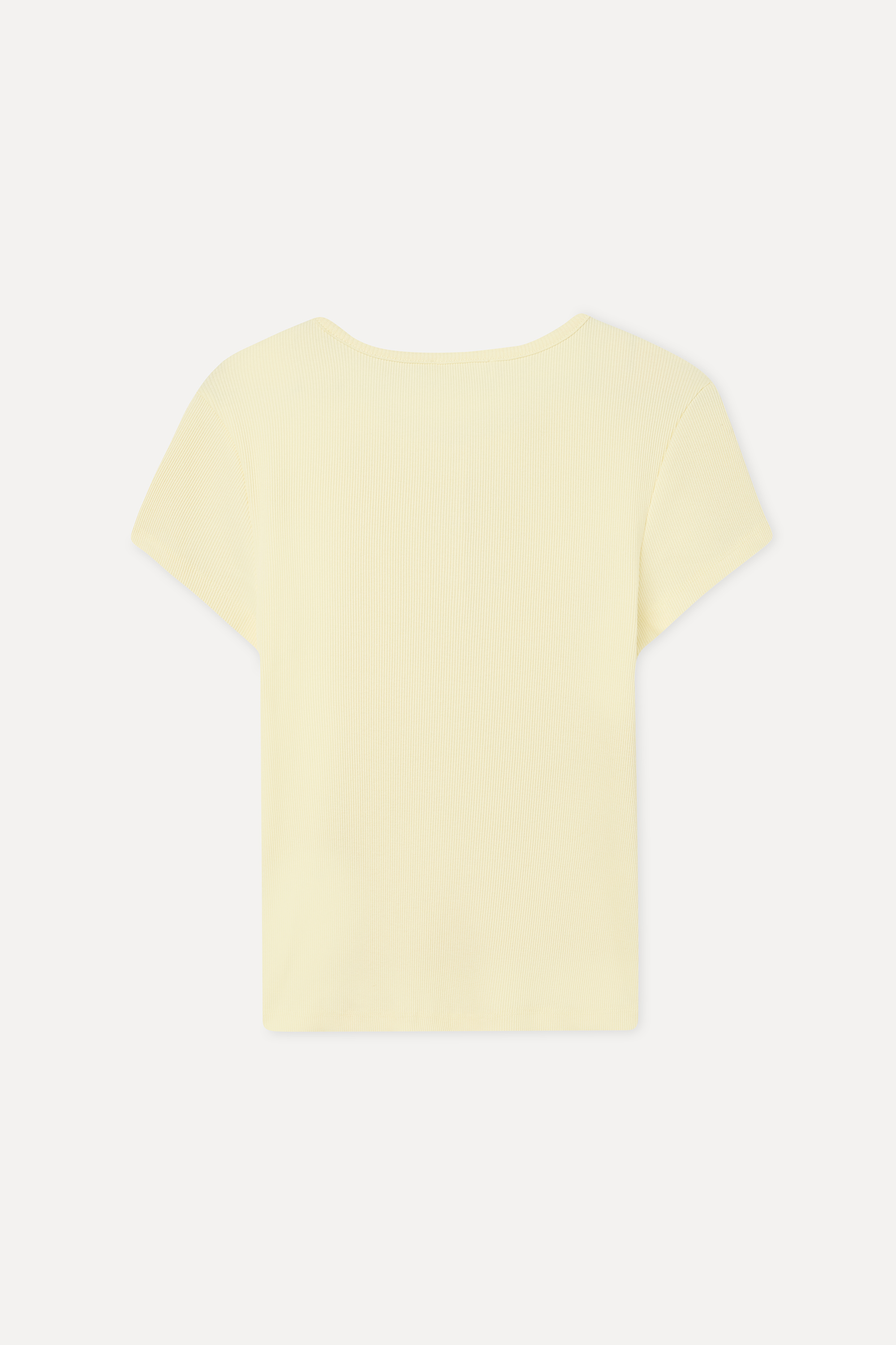 Kadın Sarı Düğmeli Bisiklet Yaka T-Shirt