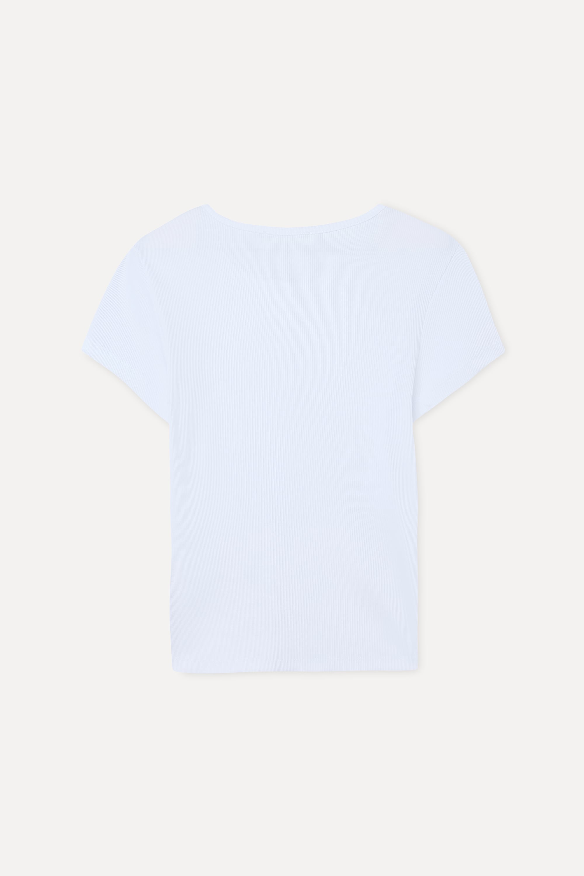 Kadın Beyaz Düğmeli Bisiklet Yaka T-Shirt
