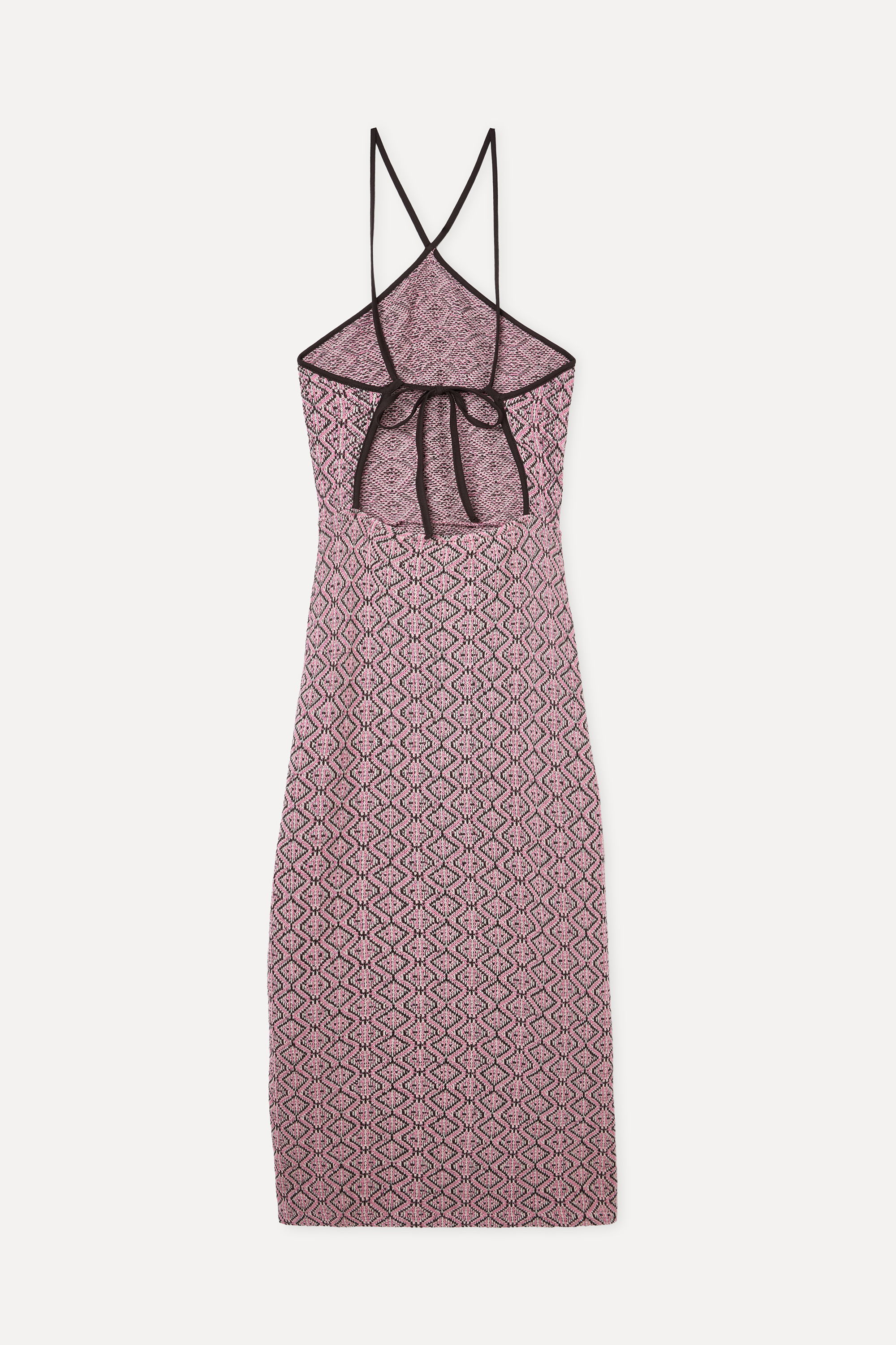 JAKARLI ASKILI HALTER YAKA UZUN ELBİSE