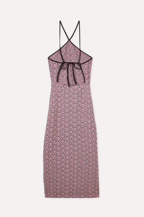 JAKARLI ASKILI HALTER YAKA UZUN ELBİSE