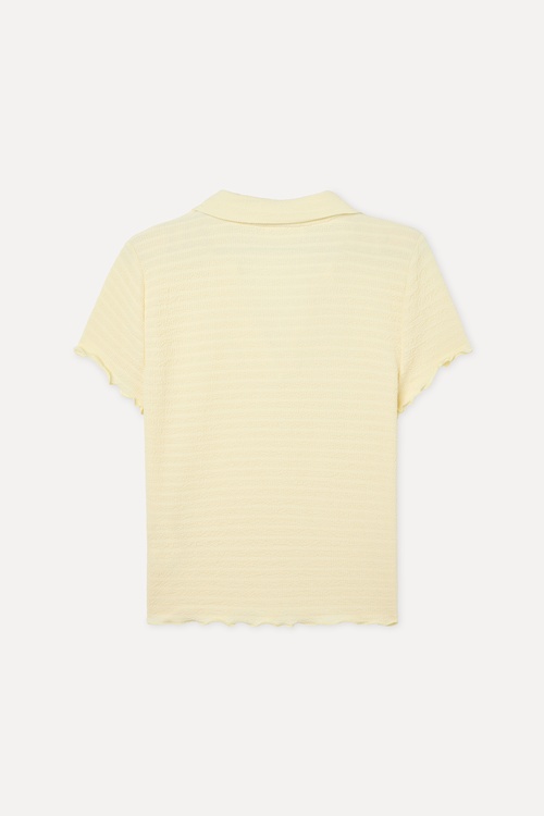 FITTED V YAKA KISA KOLLU BLUZ